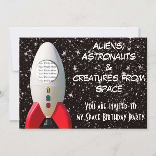 Aliens  Astronaut Space Birthday Invitation