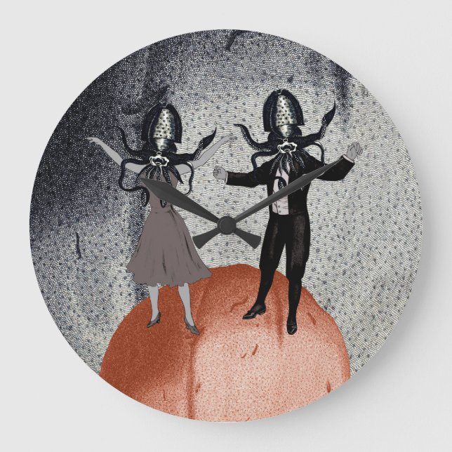 Aliens dance celebration large clock (Front)