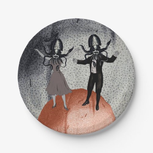 Aliens dance celebration paper plates