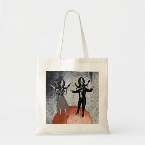 Aliens dance celebration tote bag