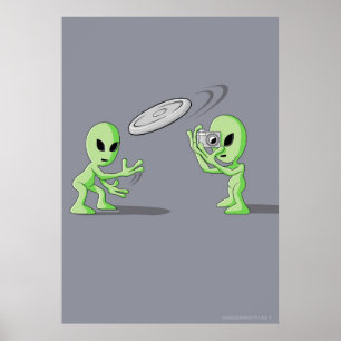 Aliens Frisbee UFO Hoax Poster
