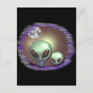 Aliens greys postcard