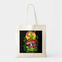 Aliens Hippie Psychedelic Mushrooms Forest Festiva Tote Bag | Zazzle