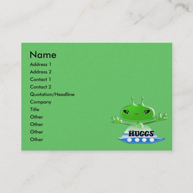 Aliens Huggs Business Card (Front)