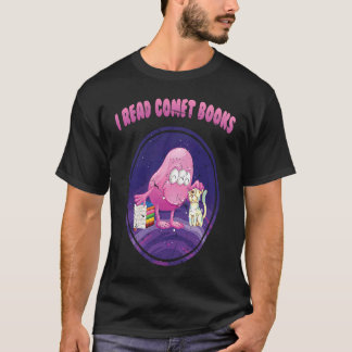 Aliens I Read Comet Books Pet Cat Scientist Ga T-Shirt