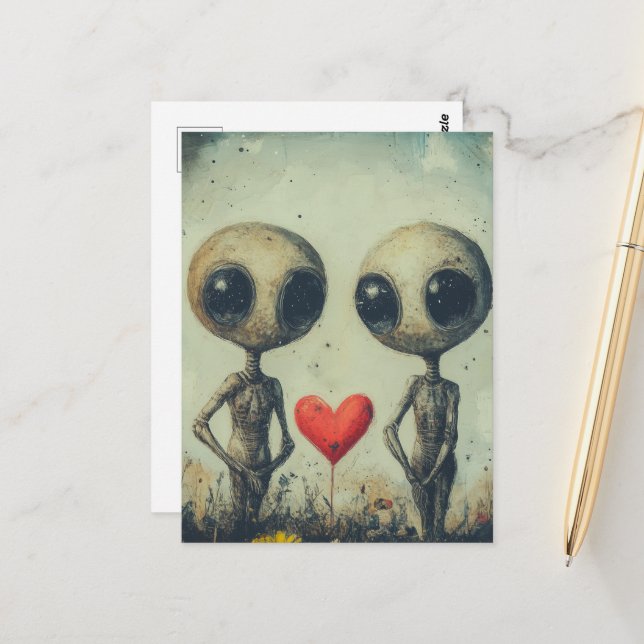 Aliens in Love Postcard (Front/Back In Situ)