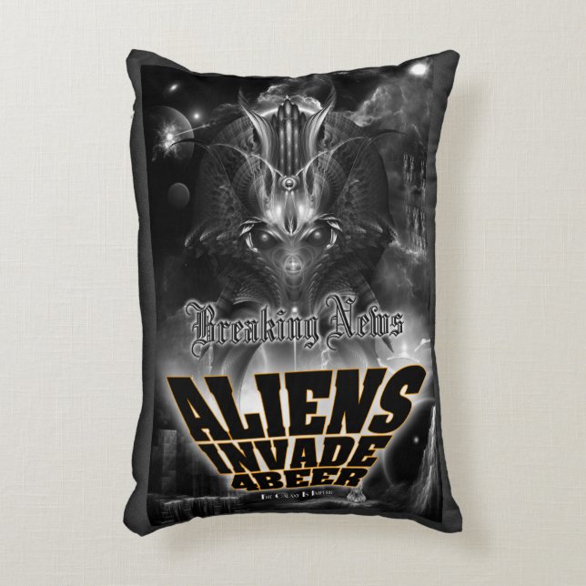 Aliens Invade 4 Beer Galaxy Attack Accent Pillow (Front(Vertical))