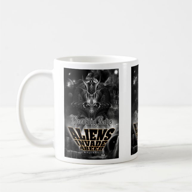 Aliens Invade 4 Beer Galaxy Attack Coffee Mug (Left)