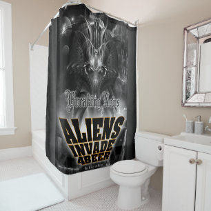 Aliens Invade 4 Beer Galaxy Attack Shower Curtain