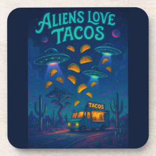 Aliens Love Tacos Beverage Coaster