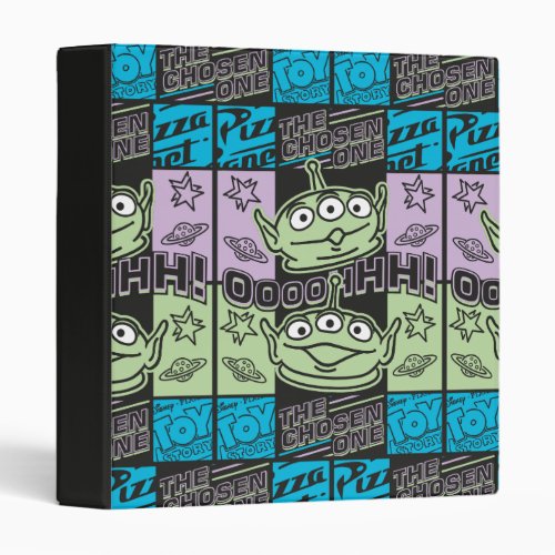 Aliens Neon Pizza Planet Collage 3 Ring Binder