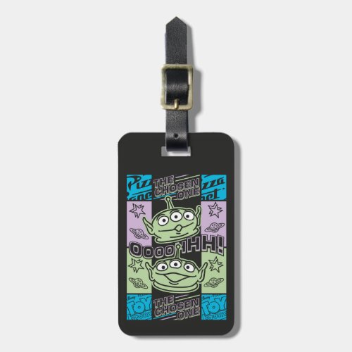 Aliens Neon Pizza Planet Collage Luggage Tag