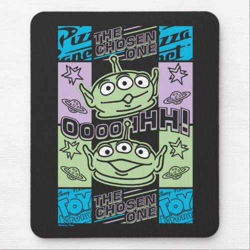 Aliens Neon Pizza Planet Collage Mouse Pad