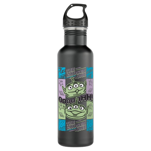 Aliens Neon Pizza Planet Collage Stainless Steel Water Bottle (Front)