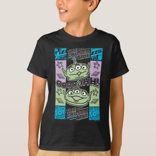 Aliens Neon Pizza Planet Collage T_Shirt