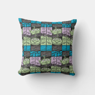 Aliens Neon Pizza Planet Collage Throw Pillow