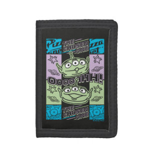 Aliens Neon Pizza Planet Collage Tri-fold Wallet