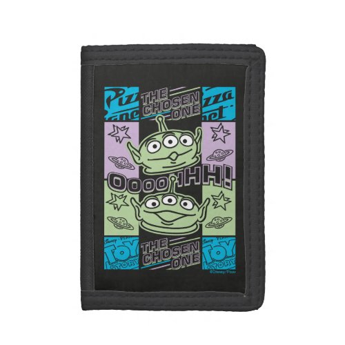 Aliens Neon Pizza Planet Collage Trifold Wallet
