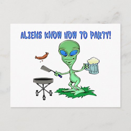 Aliens Party Postcard