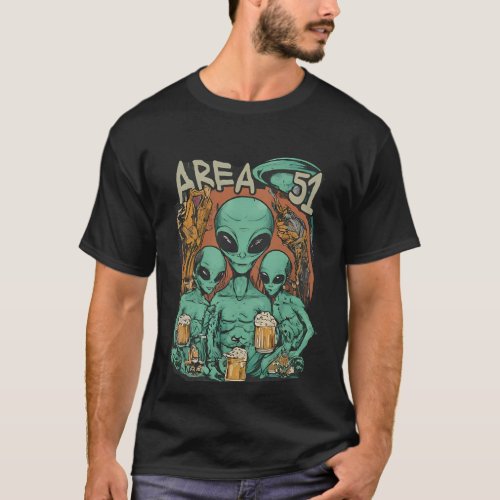 Aliens Partying In Area 51 T_Shirt