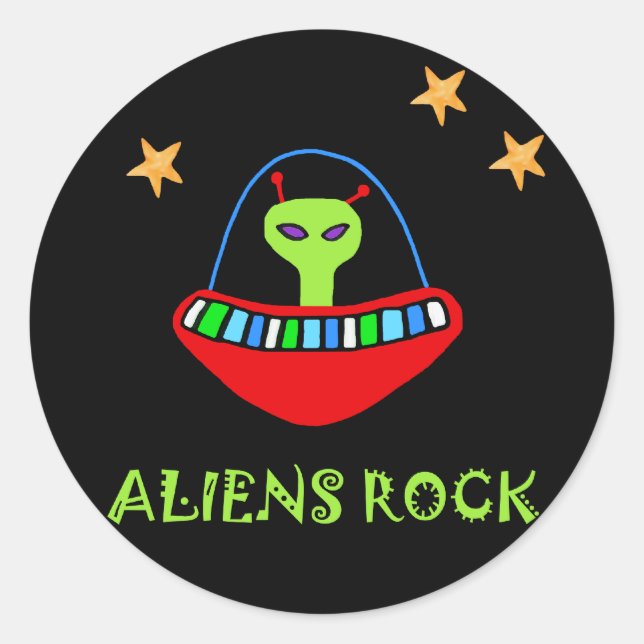 aLiEnS rOcK! Classic Round Sticker (Front)