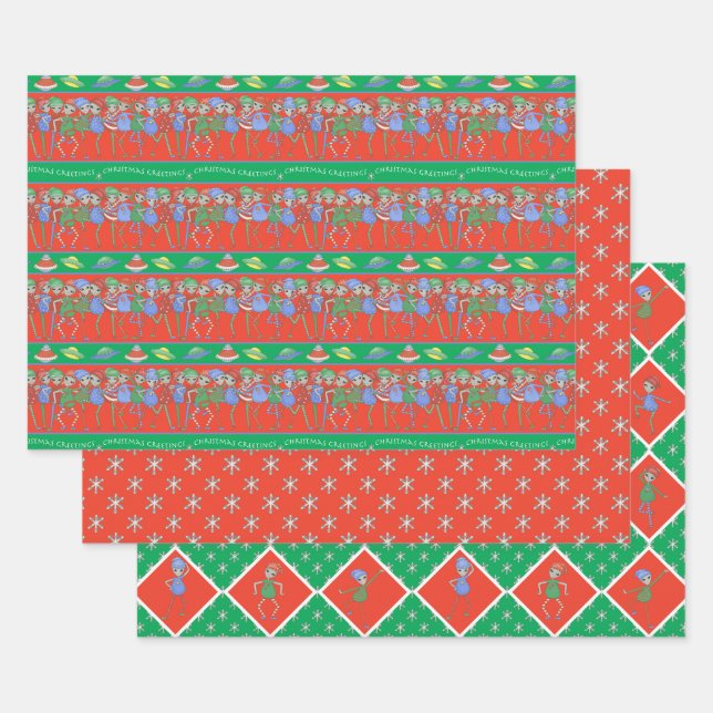 Aliens rock for Christmas  Wrapping Paper Sheets (Set)