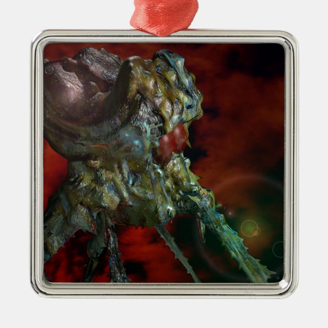 aliens, they are here metal ornament (Front)