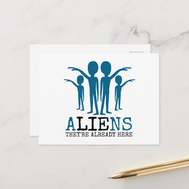 Aliens, They're Already Here Postcard (Front/Back In Situ)