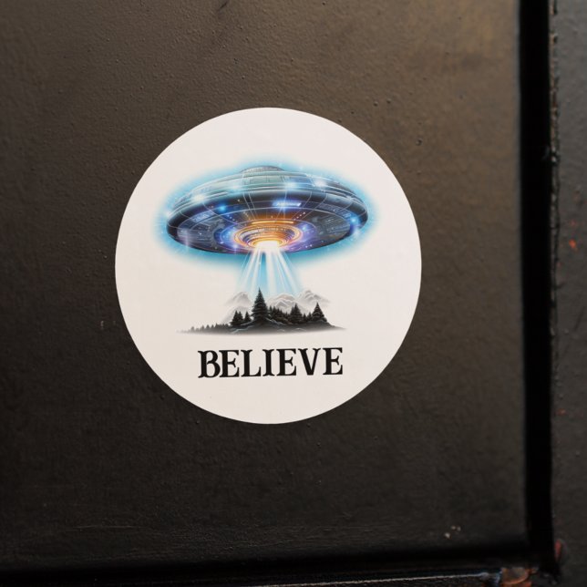 Aliens UFO Believe Classic Round Sticker (Creator Uploaded)