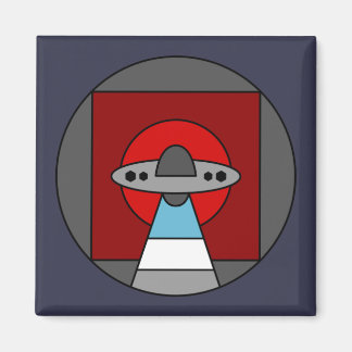 Aliens UFO Colorful Geometric Magnet