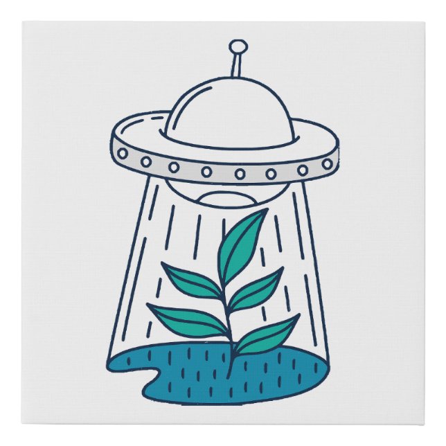 Aliens UFO Faux Canvas Print (Front)