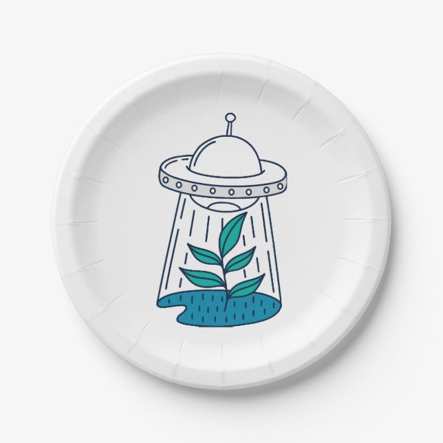 Aliens UFO Paper Plates (Front)