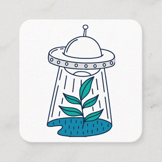 Aliens UFO Square Business Card (Front)
