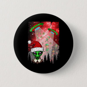 Aliens Unidentified Flying Object Christmas Elf Lo Button