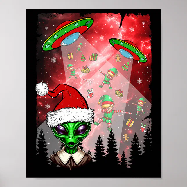 Aliens Unidentified Flying Object Christmas Elf Lo Poster | Zazzle