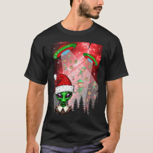 Aliens Unidentified Flying Object Christmas Elf Lo T-Shirt