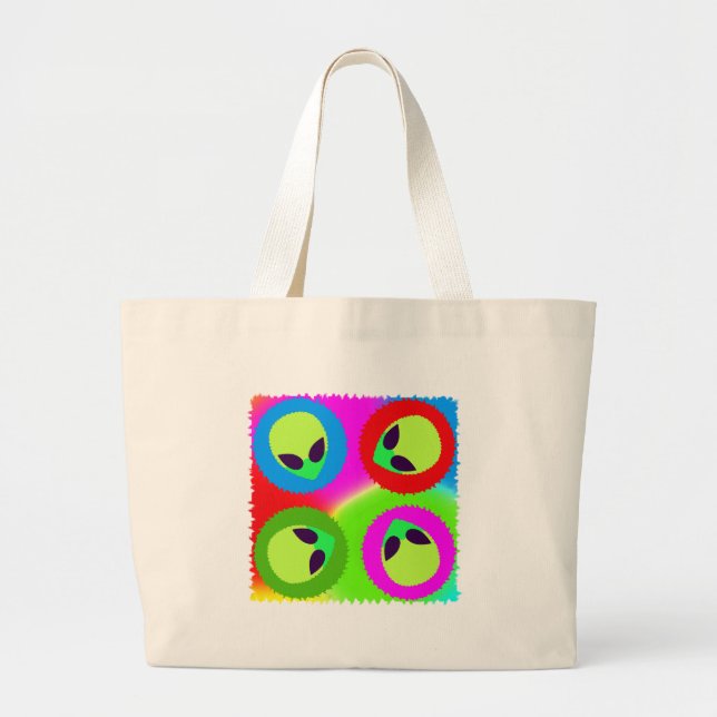 aLiEnS wAtChInG! Large Tote Bag (Front)