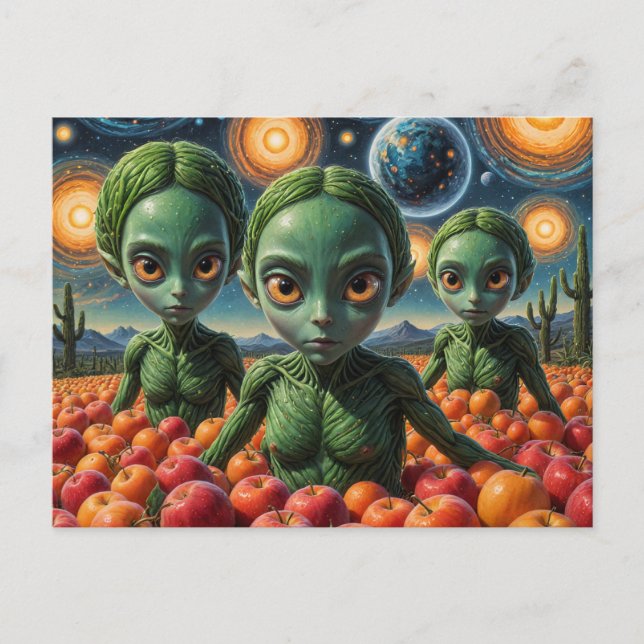 Aliens With Apples Postcard (Front)