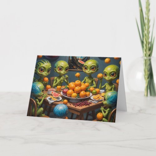 Aliens with Oranges Card