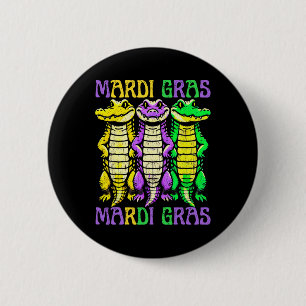 Aligator Crocodiles Louisiana Mardi Gras Carnival  Button