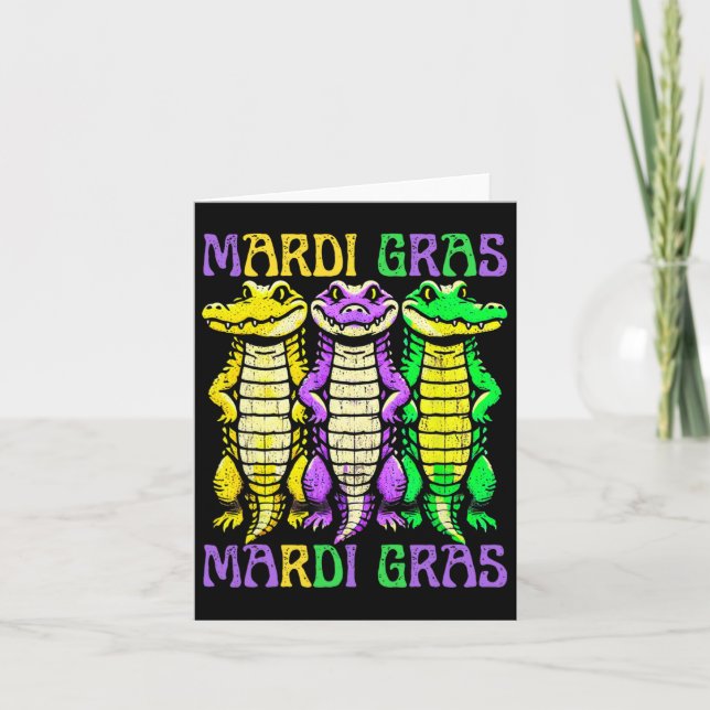 Aligator Crocodiles Louisiana Mardi Gras Carnival  Card (Front)