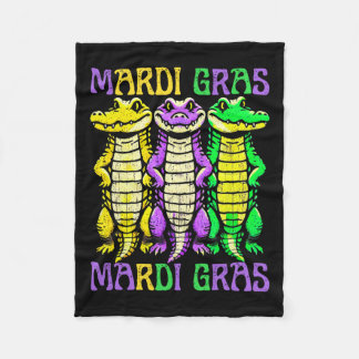 Aligator Crocodiles Louisiana Mardi Gras Carnival Fleece Blanket