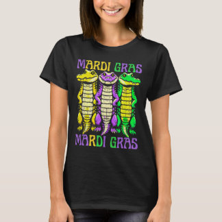 Aligator Crocodiles Louisiana Mardi Gras Carnival T-Shirt