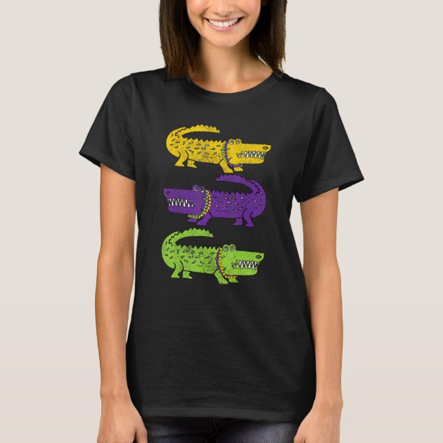 Aligator Crocodiles Louisiana Mardi Gras Party Par T-Shirt (Front)