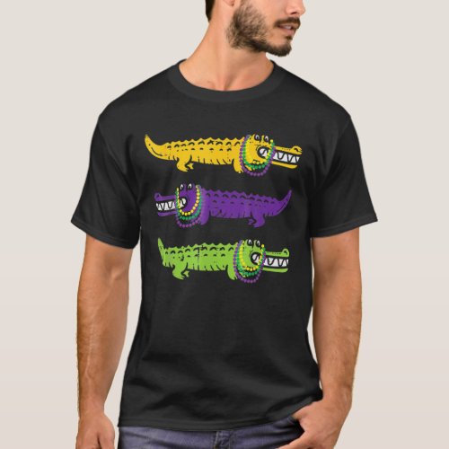 Aligator Crocodiles Louisiana Mardi Gras Women Men T_Shirt