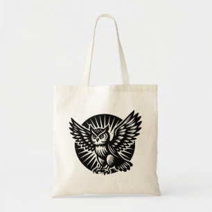 Alighting Owl in a Rayed Circle Tote Bag