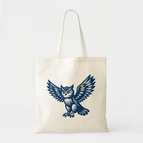 Alighting Owl _ Shibori Blue Tote Bag