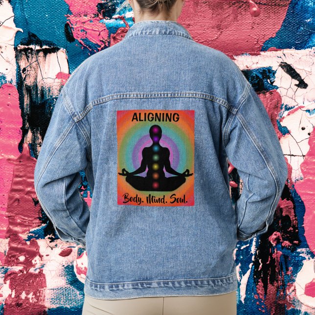 "Aligning Body Mind Soul" Chakra Meditation & Yoga Denim Jacket (Creator Uploaded)