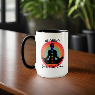 "Aligning Body Mind Soul" Chakra Meditation & Yoga Mug