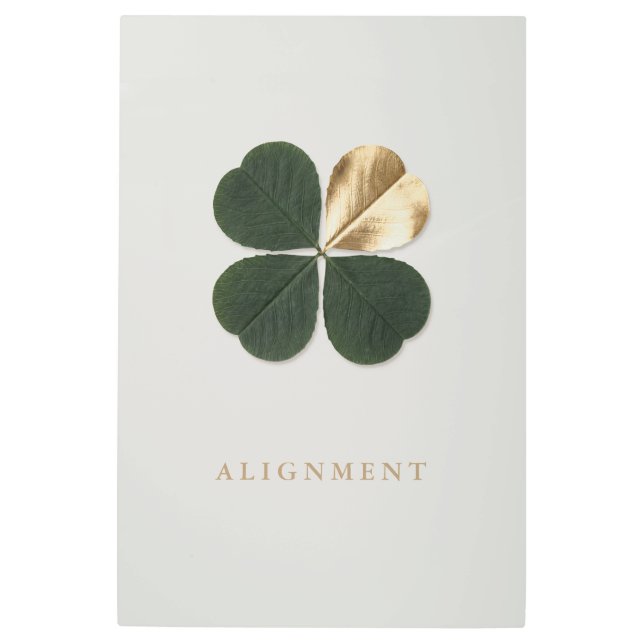 Alignment Luxe Gold Clover Inspirational Metal Print (Front)